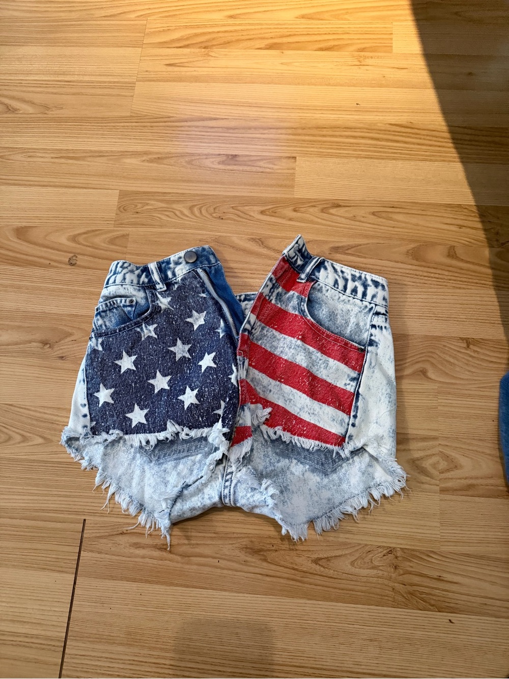 Divided Womens Denim Shorts with American Flag Stars & Stripes